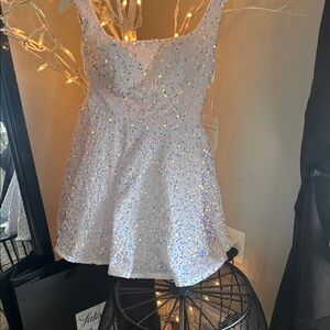 Elegant White Sequin Embellished Dress